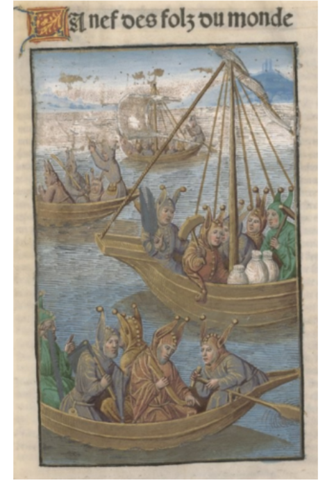 Illustration from an engraving attributed to Albrecht Dürer, in Sebastian Brant, La Nef des folz du monde (trans. Pierre Rivière & Jakob Locher), 1497  Source gallica.bnf.fr / Bibliothèque nationale de France